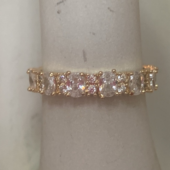 NEW HIGH END 18k Plated Eternity Ring Faux Diamonds Size 7.5 #6 - Picture 1 of 9